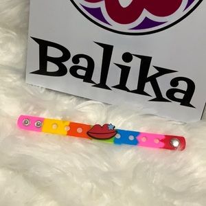 🆕🌈💋💄Multicolor Silicone Bracelet Wristband with 👄 lips charm.👄❤️💋💄